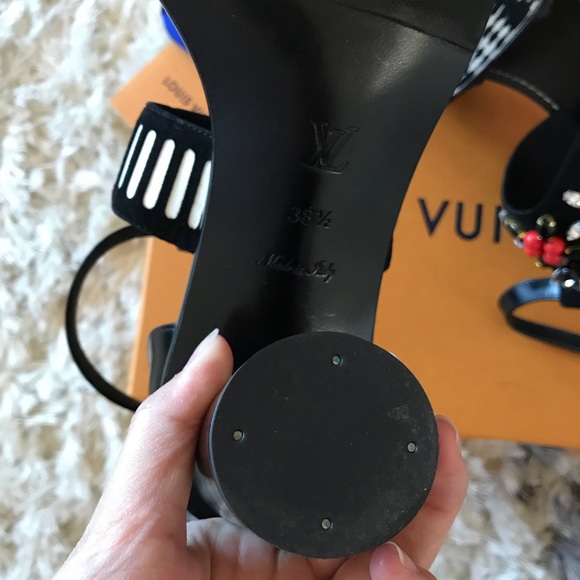 LOUIS VUITTON FRONTPIER EMBELLISHED SANDALS HEELS - Picture 8 of 8